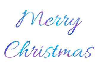 Vector watercolor Bright Merry Christmas brush lettering text on white background