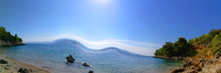 A twisted panorama of a seascape on adriatic coast.