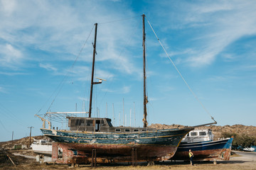 old boats in harbor