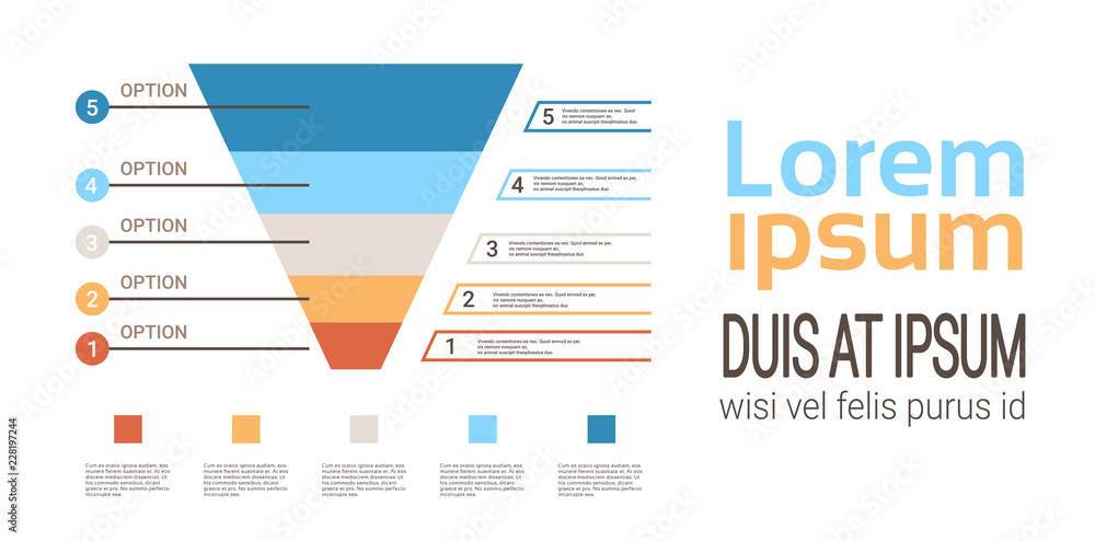 Poster business timeline process chart infographics funnel template used for presentation and workflow layo