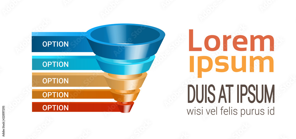 Poster business timeline process chart infographics funnel template used for presentation and workflow layo