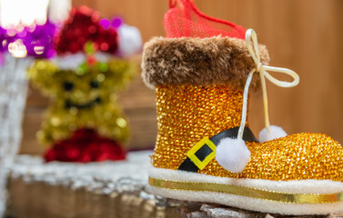 Background Christmas decoration-Christmas shoe and decorations.