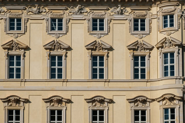 Fototapeta na wymiar Restored historic building facade of the Berliner Stadtschloss ( City Palace ) / Humboldt Forum in Berlin, Germany