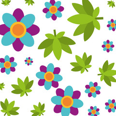 flowers cannabis leaves hippie retro pattern