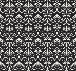 Vector floral abstract arabesque seamless pattern. Geometric damask background. Vintage art deco texture.