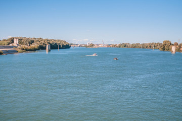 View from the embankment of Arles on the Rhone River