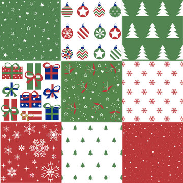 Christmas Patten Set And Vector Illustration