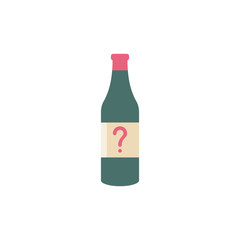 Bottle vector icon with question mark. Bar alcohol beverage icon and help, how to, info, query symbol