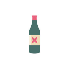 Bottle vector icon with cancel sign. Bar alcohol beverage icon and close, delete, remove symbol