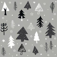 Seamless pattern with Christmas tree