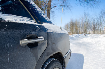 The car in the winter, rear bumper