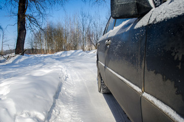 The car in the winter, rear bumper