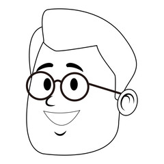 Man face with glasses cartoon