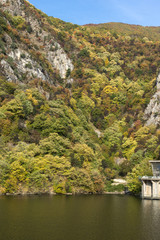 Fototapeta premium Autumn ladscape from dam of The Krichim Reservoir, Rhodopes Mountain, Plovdiv Region, Bulgaria