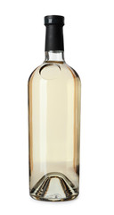 Bottle of expensive wine on white background