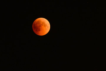 Total eclipse showing the blood moon. Mid of the Total Lunar Eclipse phase of  on 27-28 July 2018 at Ulyanovsk, Russia.