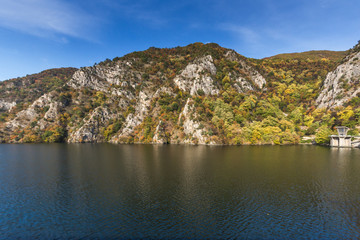 Autumn ladscape from dam of The Krichim Reservoir, Rhodopes Mountain, Plovdiv Region, Bulgaria