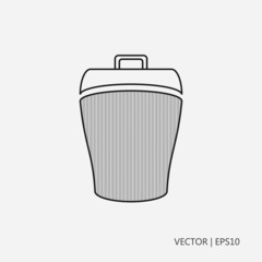 Vector illustration. Trash can. A wicker basket. Sketch. Drawing for children. Flat icon