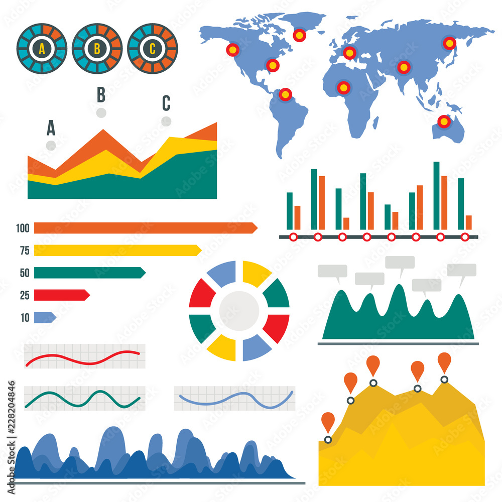 Poster visualization infographic. flat illustration of visualization vector infographic for web design