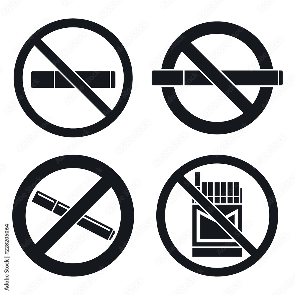 Poster no smoking pub icon set. simple set of no smoking pub vector icons for web design on white backgroun