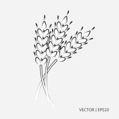 Vector illustration: Grain harvest. Wheat grain. Cereal for bread. Drawings for children, coloring pages