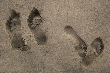 footprints on wet sand
