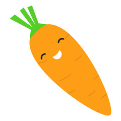 Smile orange carrot icon. Flat illustration of smile orange carrot vector icon for web design