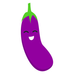 Smile eggplant icon. Flat illustration of smile eggplant vector icon for web design