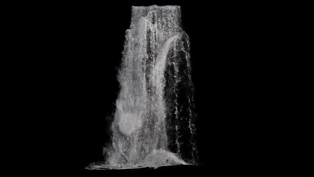 waterfall texture seamless loop, 4k, isolated on black with alpha and separate foam layer