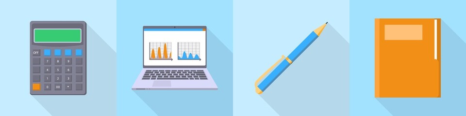 Accounting icon set. Flat set of accounting vector icons for web design