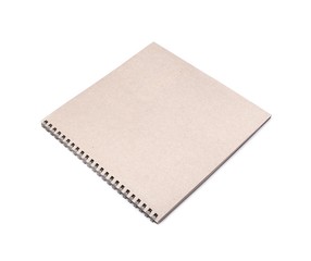 Notebook in kraft cover with springs isolated on white background