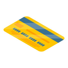 Yellow credit card icon. Isometric of yellow credit card vector icon for web design isolated on white background