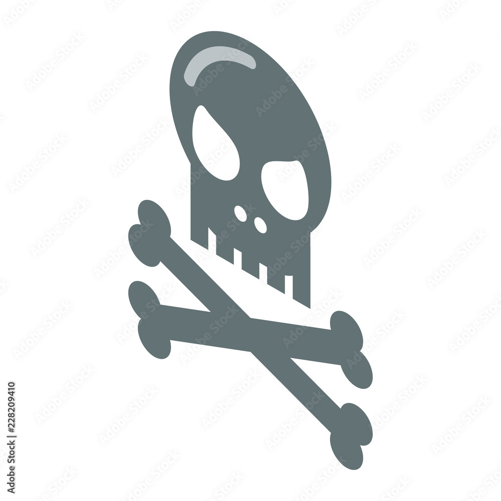 Poster skull and bones icon. isometric of skull and bones vector icon for web design isolated on white back