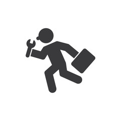 Running repair man vector icon