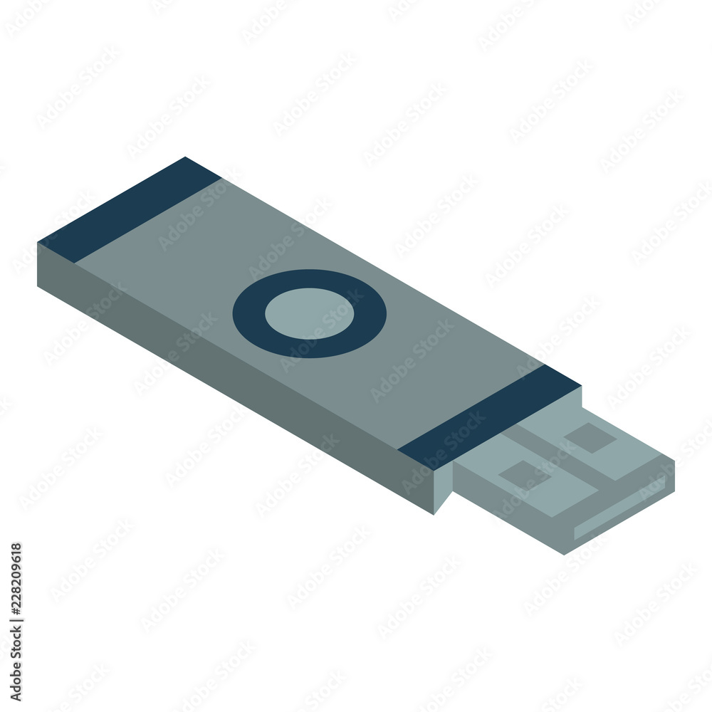 Poster usb flash memory icon. isometric of usb flash memory vector icon for web design isolated on white ba