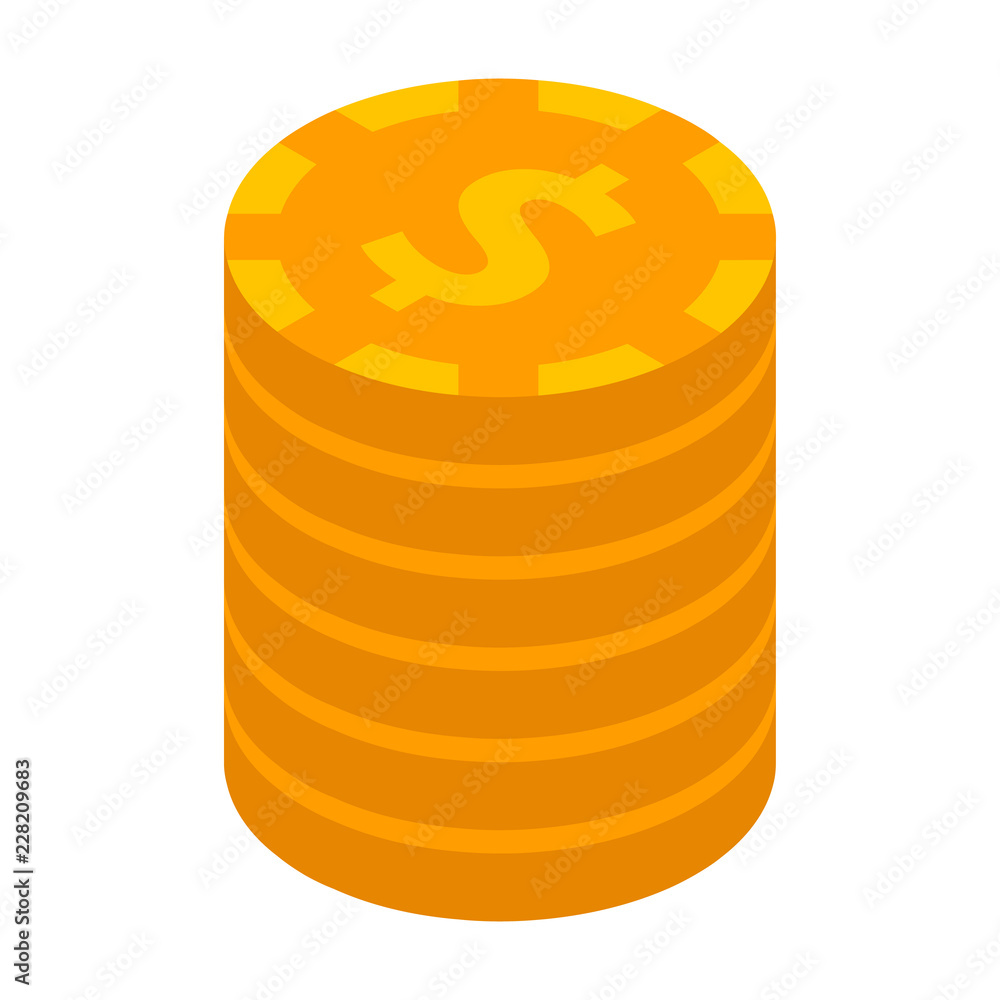 Poster dollar coin stack icon. isometric of dollar coin stack vector icon for web design isolated on white 