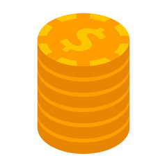 Dollar coin stack icon. Isometric of dollar coin stack vector icon for web design isolated on white background