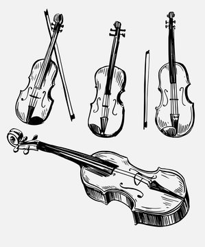 Sketch of violin. Hand drawn illustration converted to vector