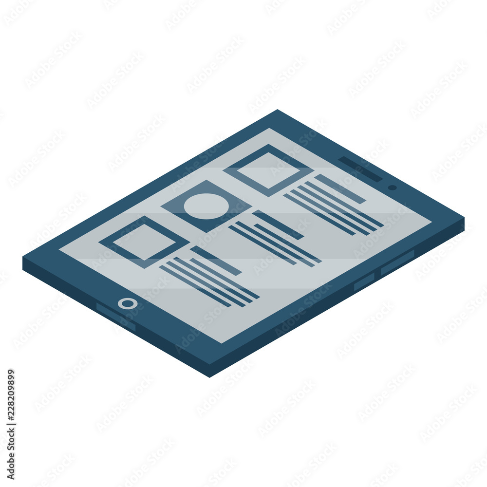 Poster tablet pad icon. isometric of tablet pad vector icon for web design isolated on white background