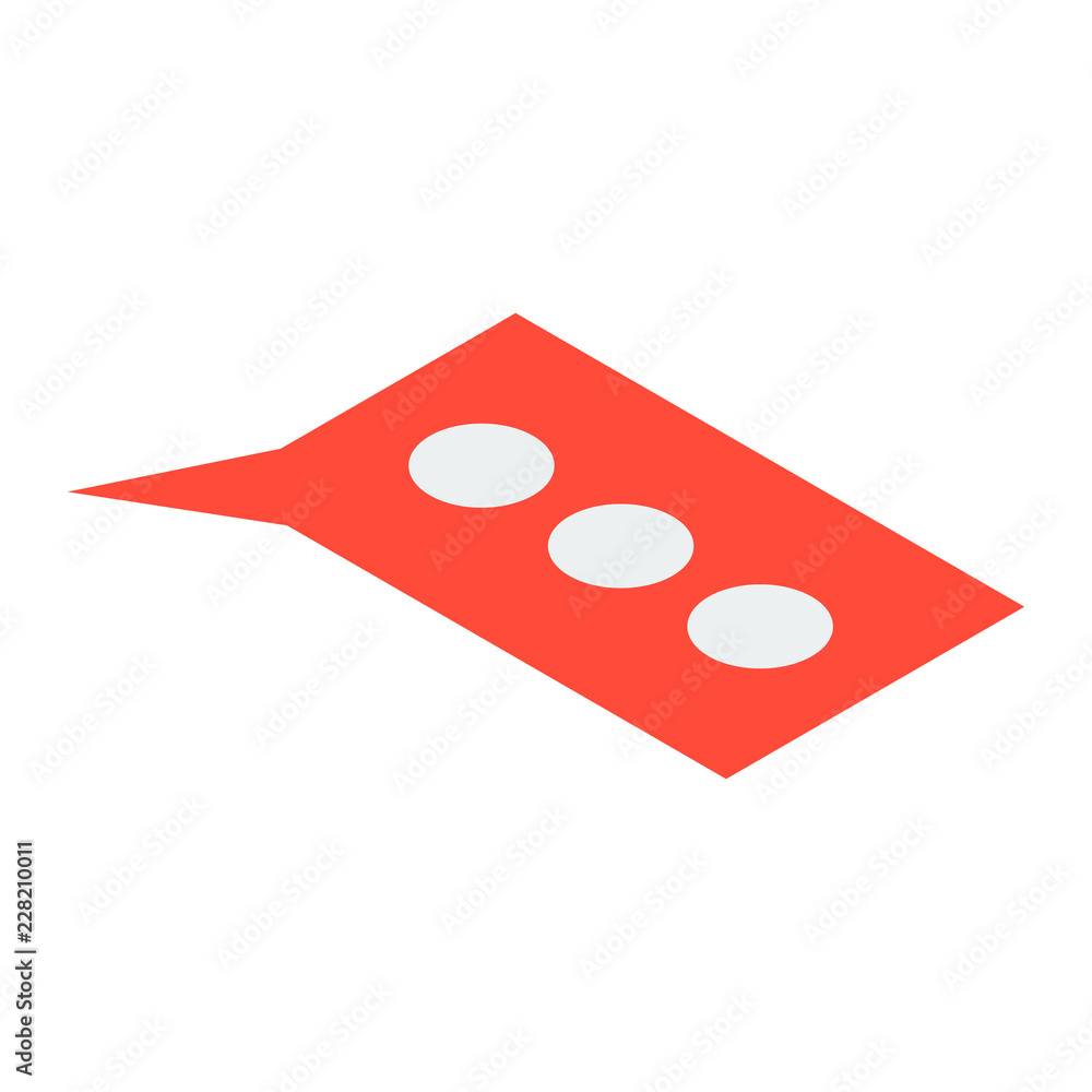 Poster red chat bubble icon. isometric of red chat bubble vector icon for web design isolated on white back
