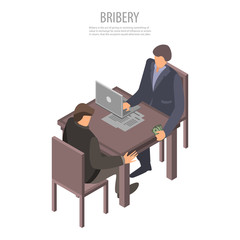 Office bribery concept background. Isometric illustration of office bribery vector concept background for web design