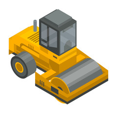 Road roller vehicle icon. Isometric of road roller vehicle vector icon for web design isolated on white background