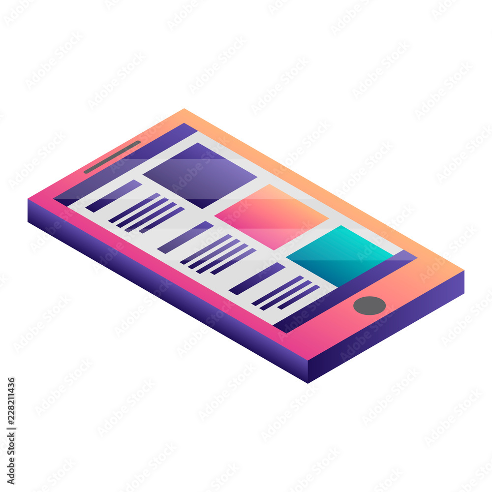 Poster abstract smartphone icon. isometric of abstract smartphone vector icon for web design isolated on wh