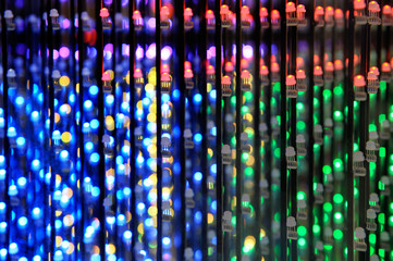 Close_up at colorful LED diodes forest