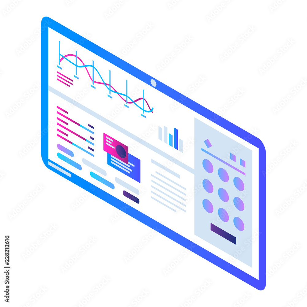 Poster visualization panel icon. isometric of visualization panel vector icon for web design isolated on wh