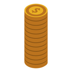 Coin stack icon. Isometric of coin stack vector icon for web design isolated on white background