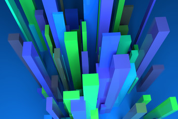 Decorative, illustrations colorful lighting, pillar block or shapre, for design texture background. 3D rendering.