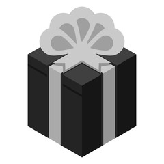 Black grey gift box icon. Isometric of black grey gift box vector icon for web design isolated on white background