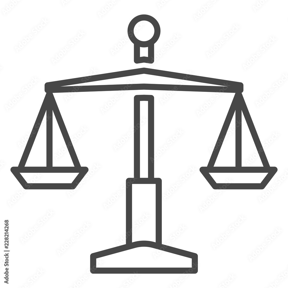 Poster judge balance icon. outline judge balance vector icon for web design isolated on white background
