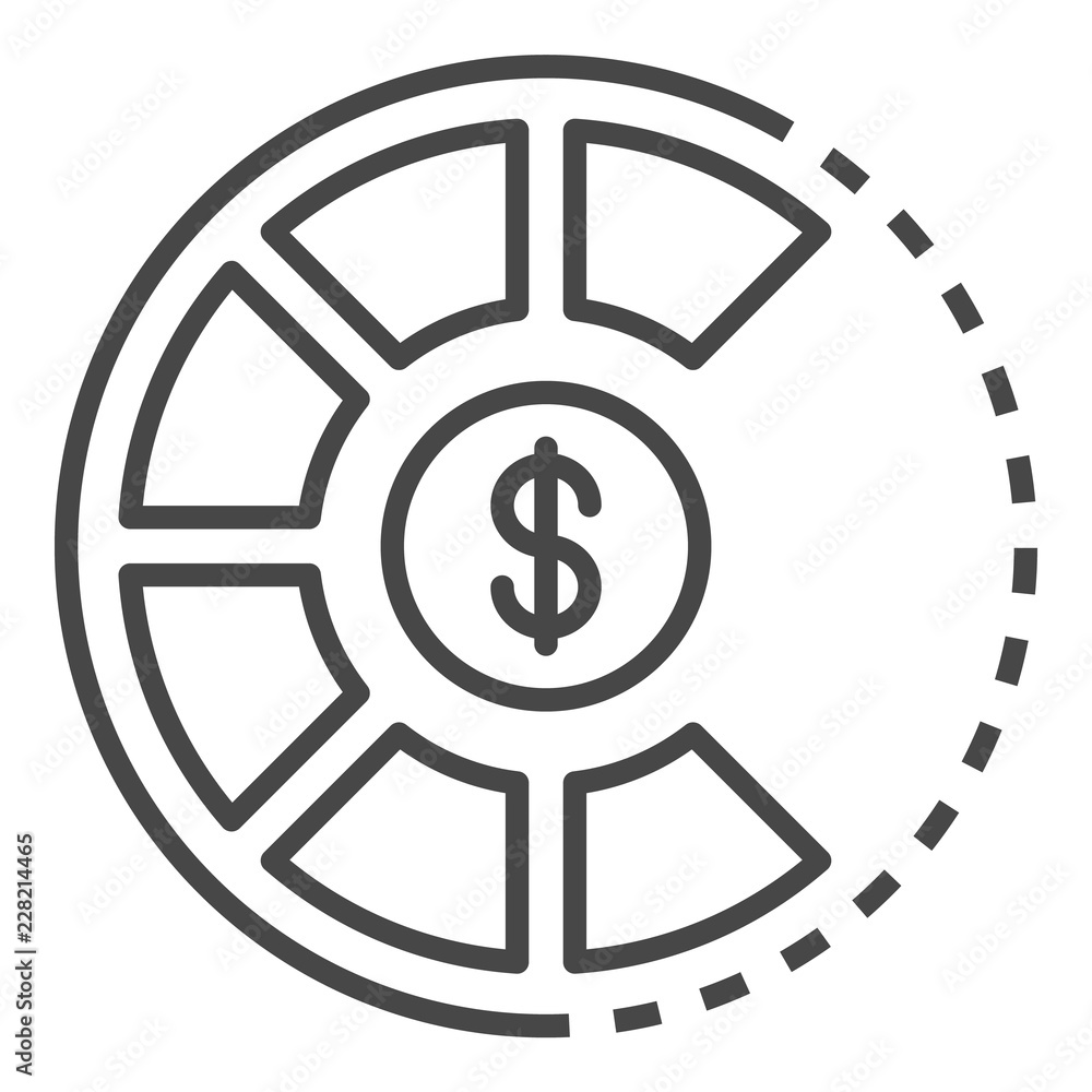Poster Money pie graph icon. Outline money pie graph vector icon for web design isolated on white background